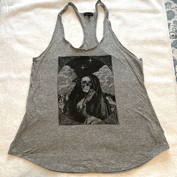 Talula Tops - Talula grim reaper racer back tank skull goth punk grey witchy
